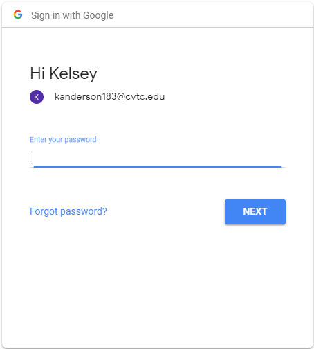 Google password prompt